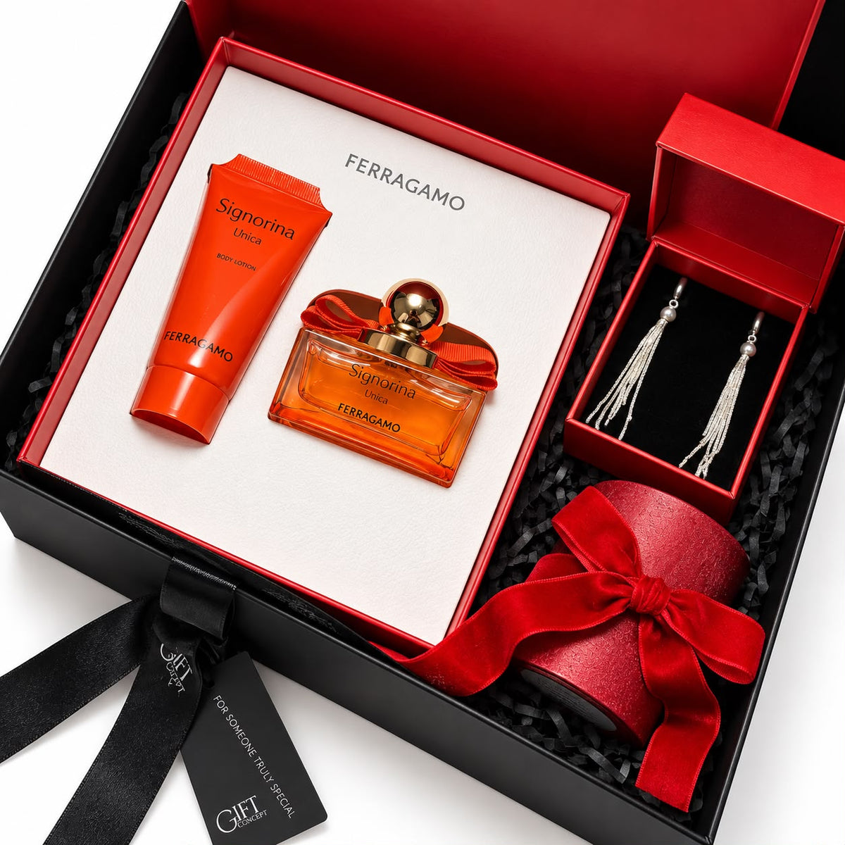 Ferragamo Signorina & Silver Earrings Gift Box for Her