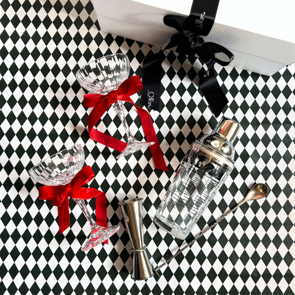 Premium Cocktail Gift Set - Bormioli Italian Glassware & Kikkerland Shaker