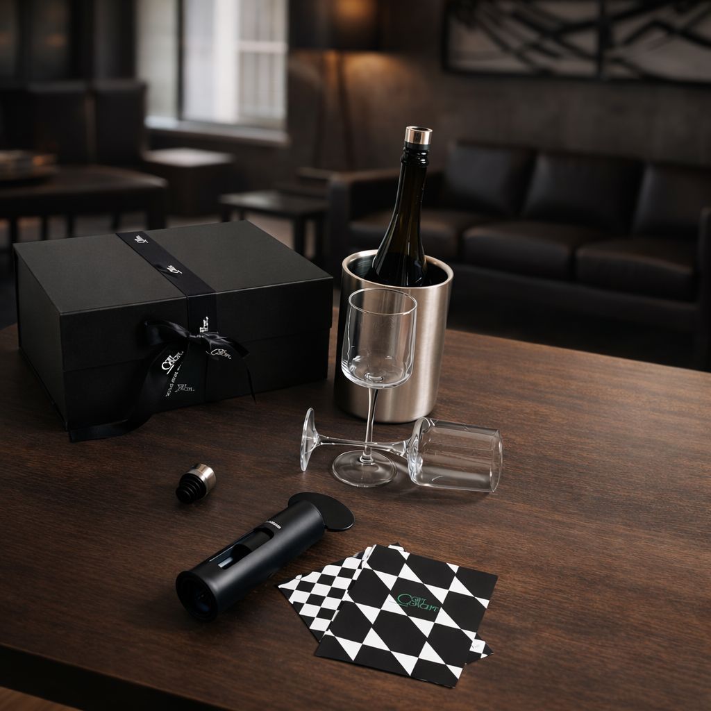 ფრანგული ღვინისა და აქსესუარების ნაკრები - საჩუქარი ღვინის მოყვარულთათვის