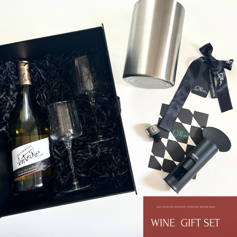 ფრანგული ღვინისა და აქსესუარების ნაკრები - საჩუქარი ღვინის მოყვარულთათვის