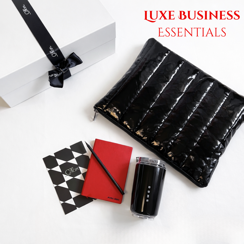 Luxe Office Essentials – საქმიანი აქსესუარების ნაკრები შავი და წითელი აქცენტებით